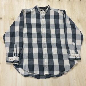 Sedgefield Shirt Mens 2XL Gray Plaid Long Sleeve Band Collar Button Up Twill